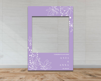 Wedding & Engagement Selfie Frame - Purple Floral Pattern-Selfie Frames