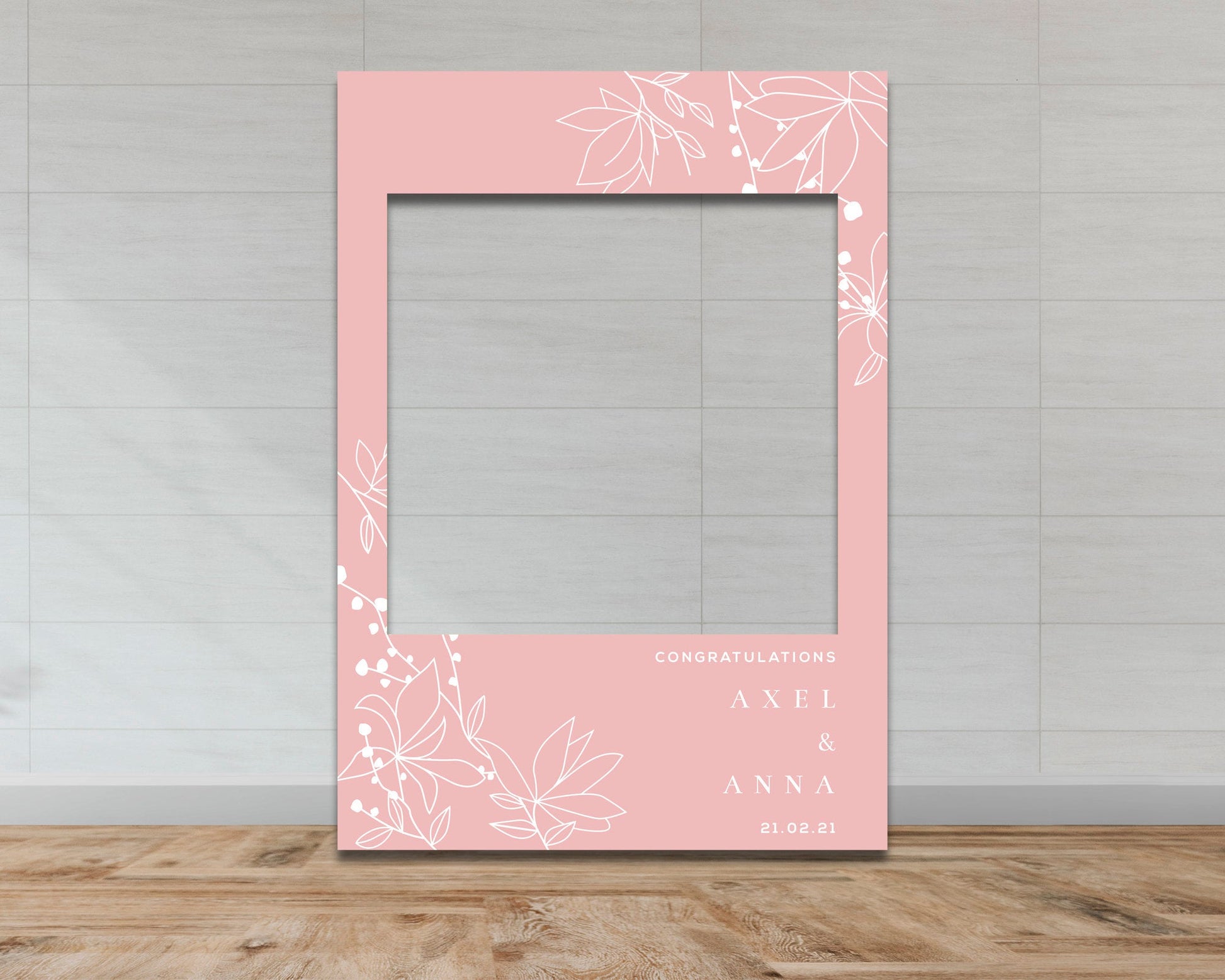 Wedding & Engagement Selfie Frame - Pink Floral Pattern-Selfie Frames