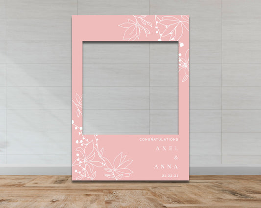 Wedding & Engagement Selfie Frame - Pink Floral Pattern-Selfie Frames
